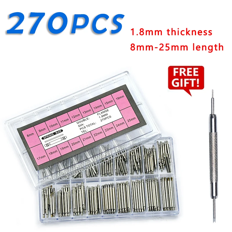 Spring Bar Tool Set - 270pcs/set Strainless Steel Spring Bars Dia