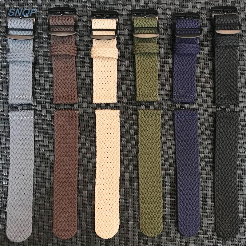 20mm 22mm Black Navy solid col - Perlon Strap Woven review and price