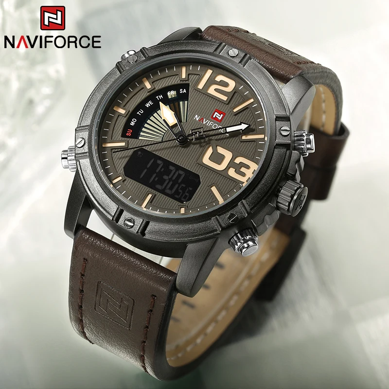 NAVIFORCE Top Brand Men Watch  - Leather Watch Band Men review and price