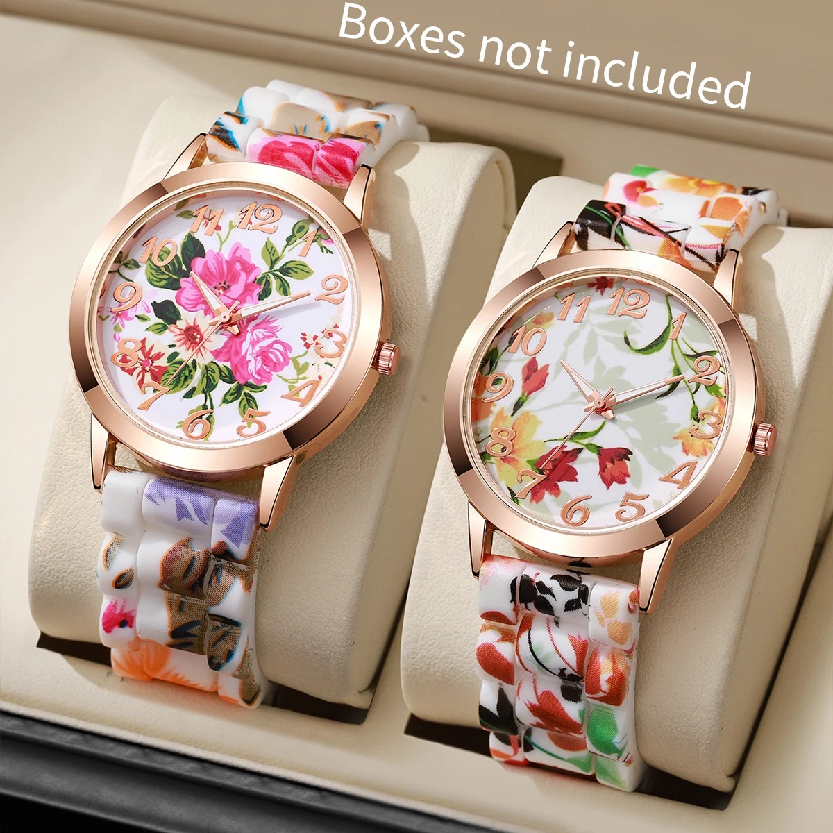 2PCS Fashion Flower Printed Wo - Silicone Band Women review and price